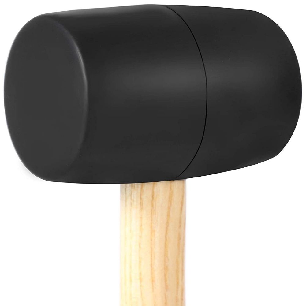 A dead blow rubber mallet for driving edging spikes